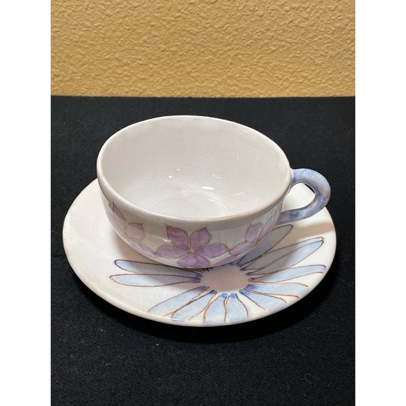 Vintage Ernestine Salerno Italy Cup And Saucer Set White Ceramic Floral - Picture 4 of 9